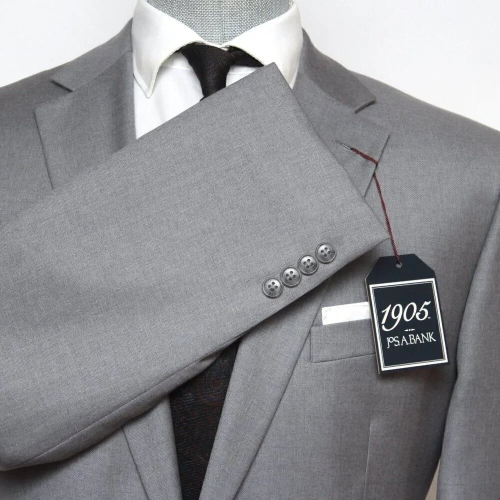 43R Jos A Bank 1905 Navy Mens Sportcoat Blazer Jacket‎ Tailored Fit Grey D040200
